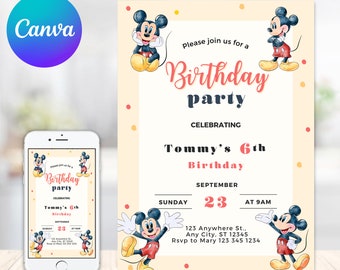 Mickey Mouse Birthday Invite, Birthday Invitation Mickey, Oh Twodles I'm two Micky, Birthday Boy Mickey Invitation, Mickey Invite kids bday