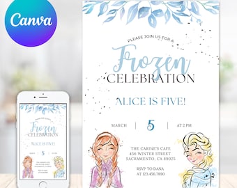 Frozen Birthday Invitation Princess Elsa Anna Invitation Frozen Party Invite Girl Frozen Birthday Invite EDITABLE Template Instant Download