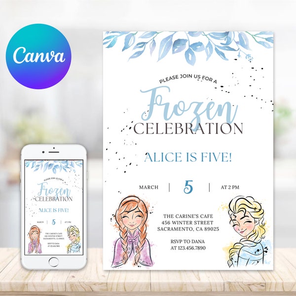 Frozen Birthday Invitation Princess Elsa Anna Invitation Frozen Party Invite Girl Frozen Birthday Invite EDITABLE Template Instant Download