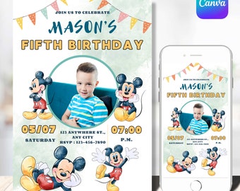 Mickey Mouse Birthday Invite, Birthday Invitation Mickey, Oh Twodles I'm two Micky, Birthday Boy Mickey Invitation, Mickey Invite kids bday