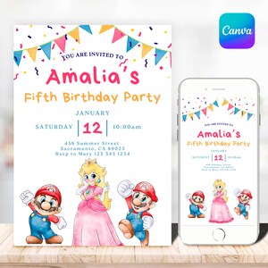 Super Mario Birthday Invitation | Birthday Invitation | Super Mario Invitation | Editable Printable Mario Invitation Birthday Template