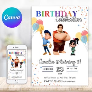 Wreck It Ralph Invitation Wreck It Ralph Birthday Invitation Wreck It Ralph Party Wreck It Ralph Editable Invitation