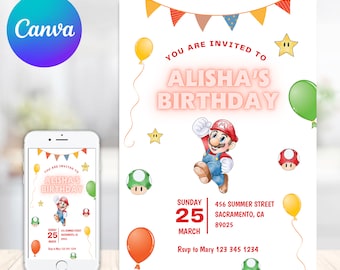 Super Mario Birthday Invitation | Birthday Invitation | Super Mario Invitation | Editable Printable Mario Invitation Birthday Template