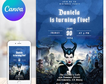 Maleficent Invitation Maleficent Birthday Invitation Maleficent Party Maleficent Editable Invitation Digital Printable File