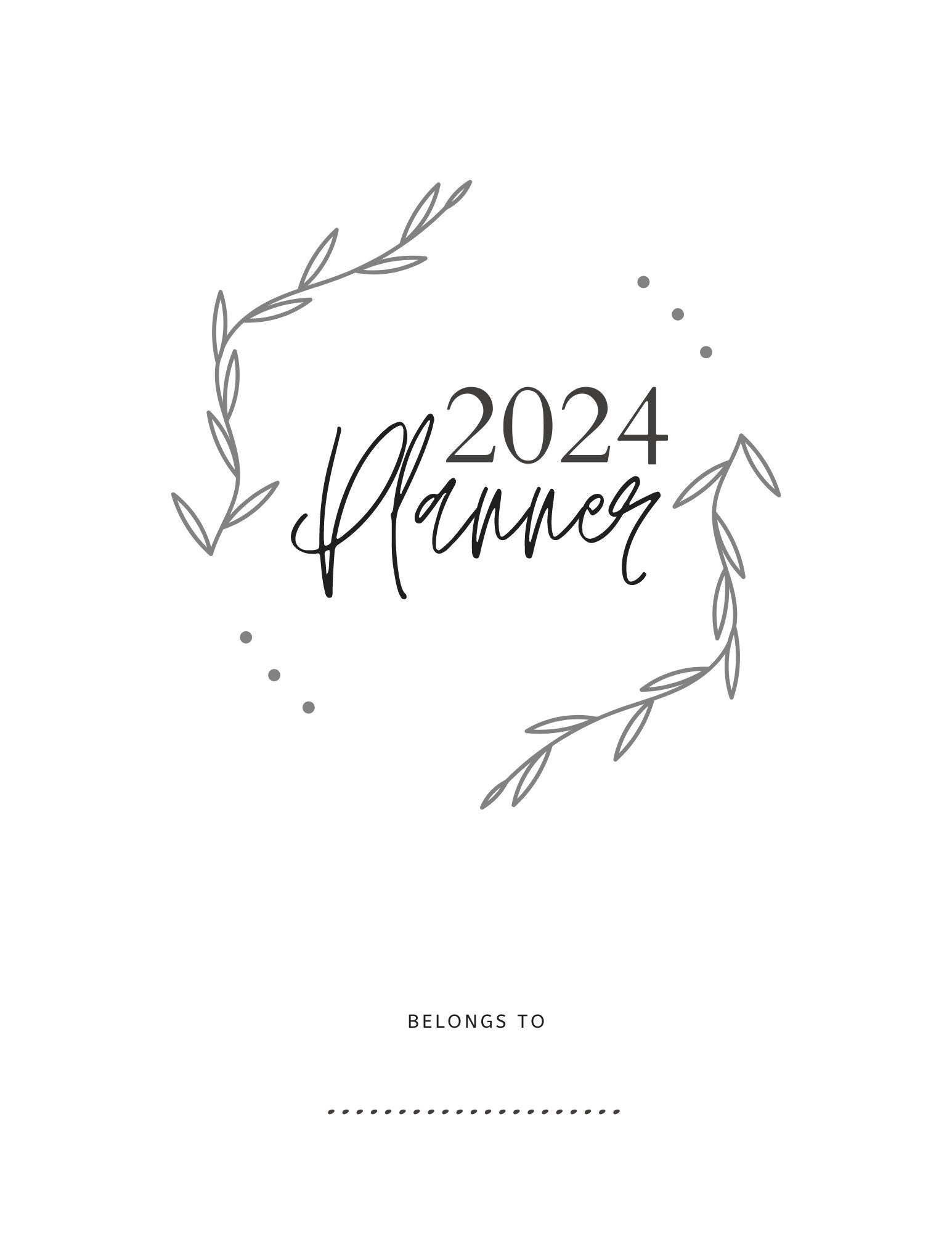 Printable Year Planner 2024 Black and White Clean Etsy