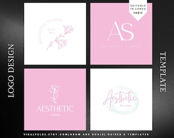 Feminine Logo Templates for Aesthetic Studios – Editable Canva Designs for Beauty Brands, Skincare & Personal Branding