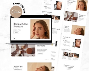 Canva Website Template for Skincare Brands – Elegant Beauty Website Design for Cosmetics, Wellness & Selfcare Products