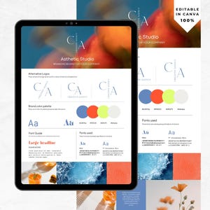 Modern Canva Branding Board Template | Colorful Brand Kit with Fonts, Logos & Palette | Editable Identity Design
