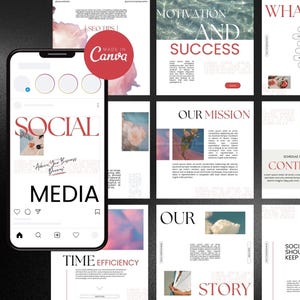 Red Business Instagram Canva Templates – 30 Elegant Post Designs for Coaches, Virtual Assistants & Modern Entrepreneurs