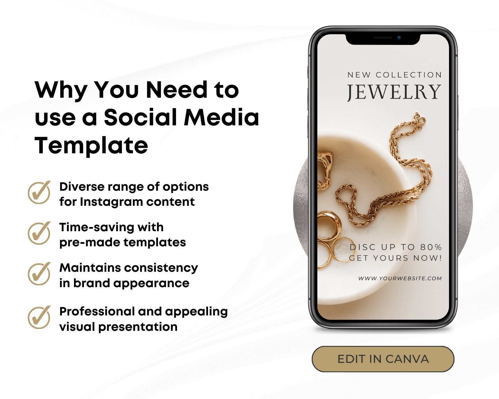 Jewelry Instagram Canva Template - Jewelry Social Media Branding ...