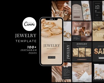 120 Jewelry Instagram Canva Templates Jewellery Social Media Branding ...