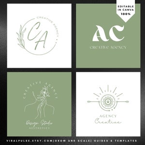 Boho Logo Templates for Creative & Sustainable Brands – Editable Canva Logos with a Natural, Aesthetic Look