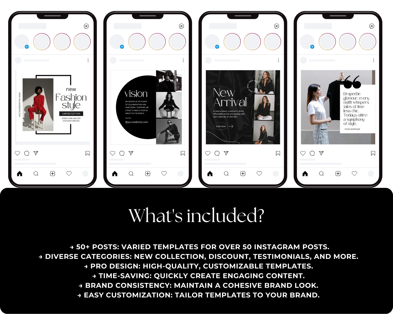 50+ Canva Instagram Post Templates – Fashion Social Media Kit for ...