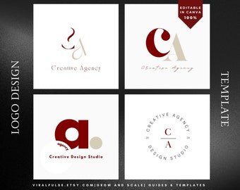 Editable Logo Design Template Red Canva Business Logo White ...