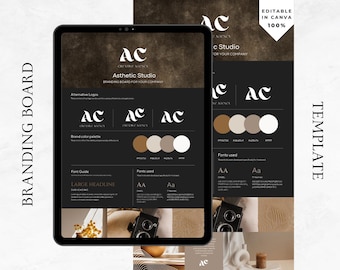 Warm Earth Tones Branding Board Template | Canva Kit with Brown, Beige and Sand | Fonts, Logos & Mood Images | Instant Download