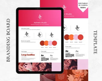 Branding Kit – Pink Red Branding Board Template for Creative Agencies – Logos, Colors, Fonts & Mood Images – Canva Template