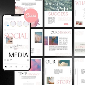 Instagram Canva Templates in Soft Pink – 30 Elegant Post Designs for Coaches, Mentors & Feminine Entrepreneurs