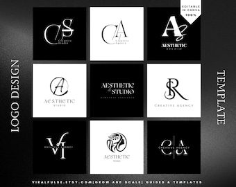 Logo Design Template Bundle editierbar in Weiß | Canva Template DIY Logo Vorlage | Professionelles Logo Design | Small Business Logo Kit