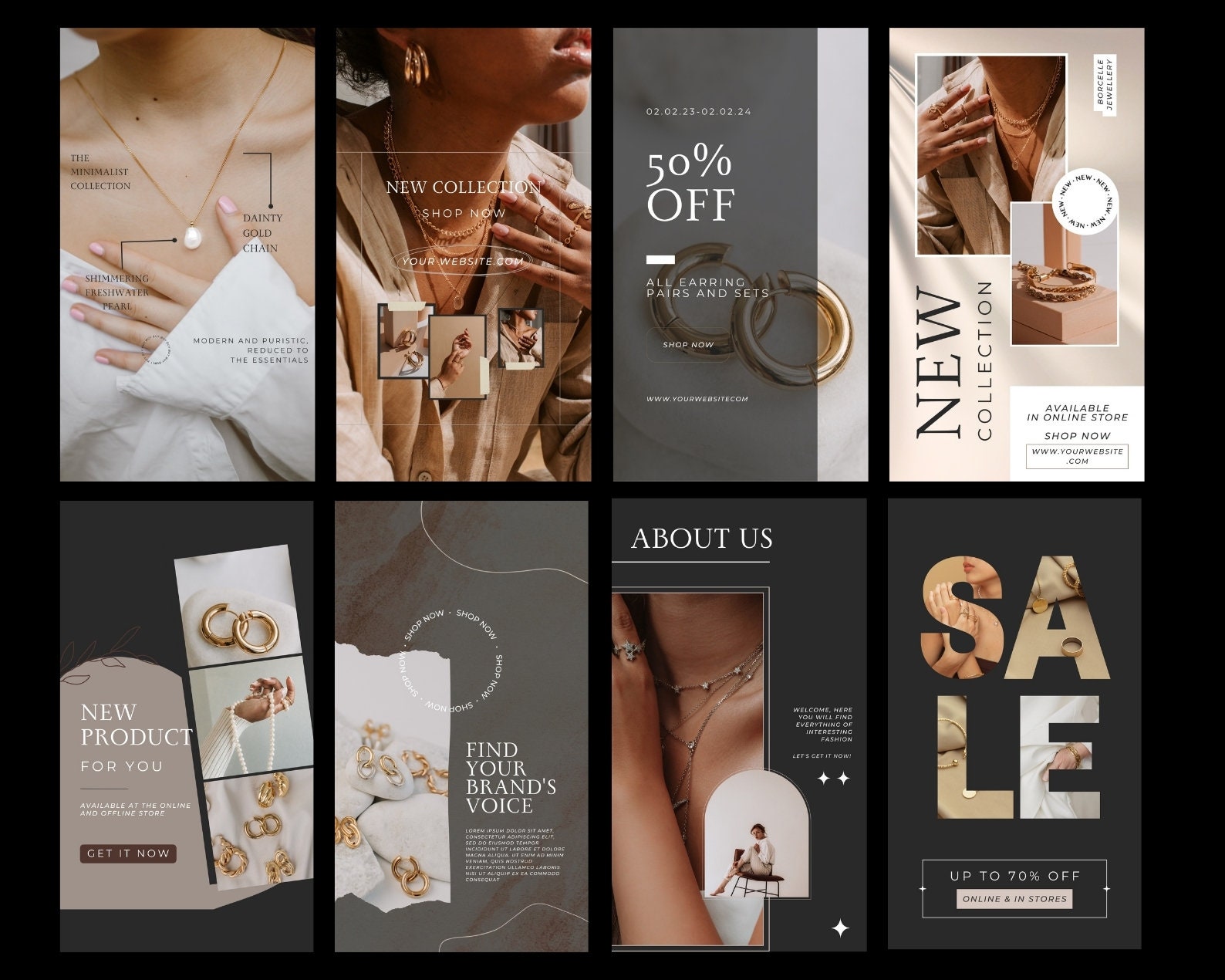 Jewelry Instagram Story Templates Canva Template - Jewelry Social Media ...
