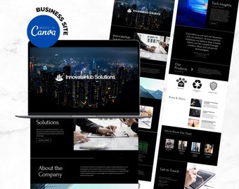 Business Website Canva Template - Elegant Minimalist Business Website Template for Entrepreneurs, Editable Modern Design.