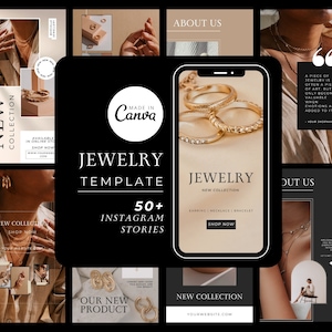 Jewelry Instagram Story Templates Canva Template - Jewelry Social Media ...