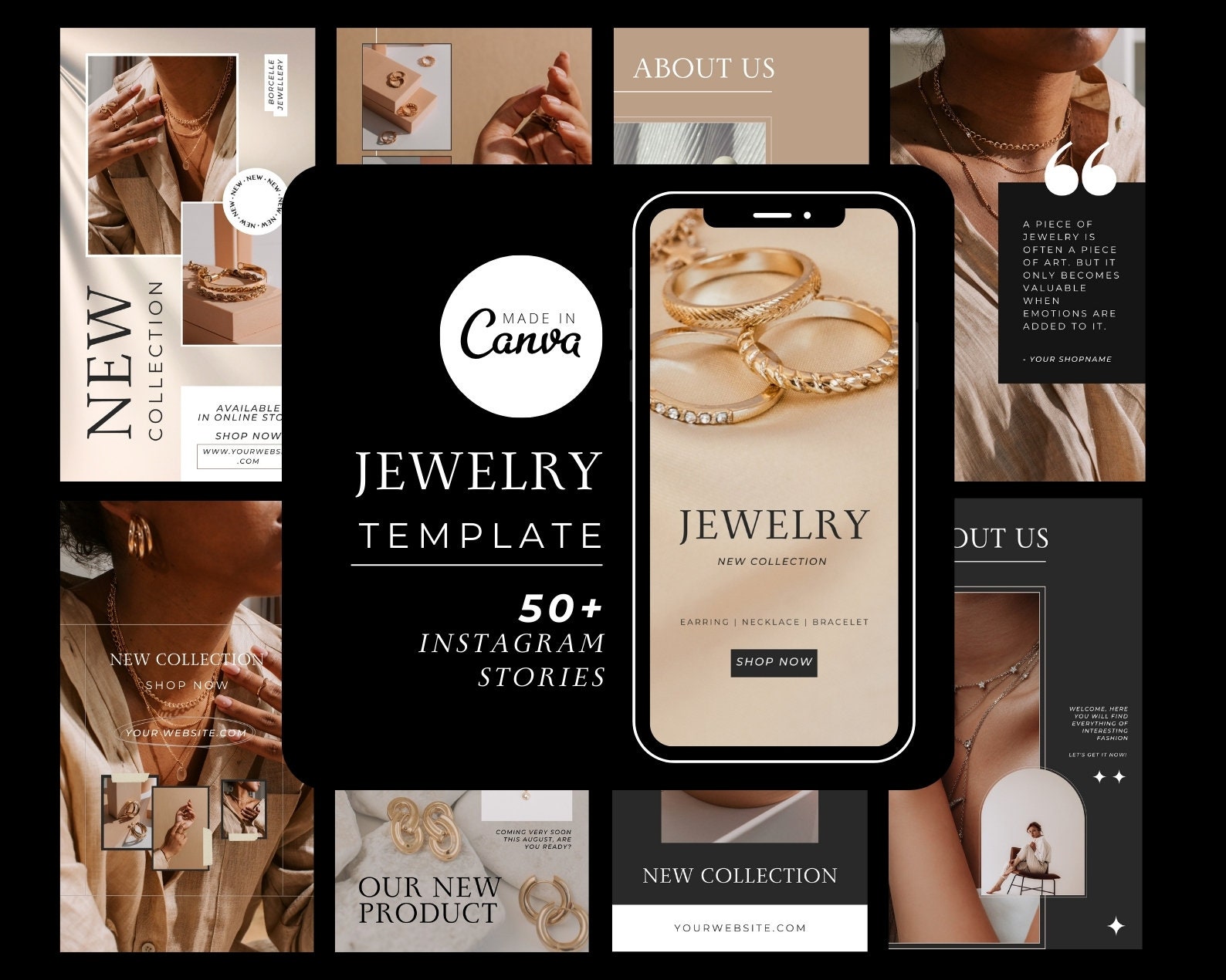 Jewelry Instagram Story Templates Canva Template Jewelry Social Media ...
