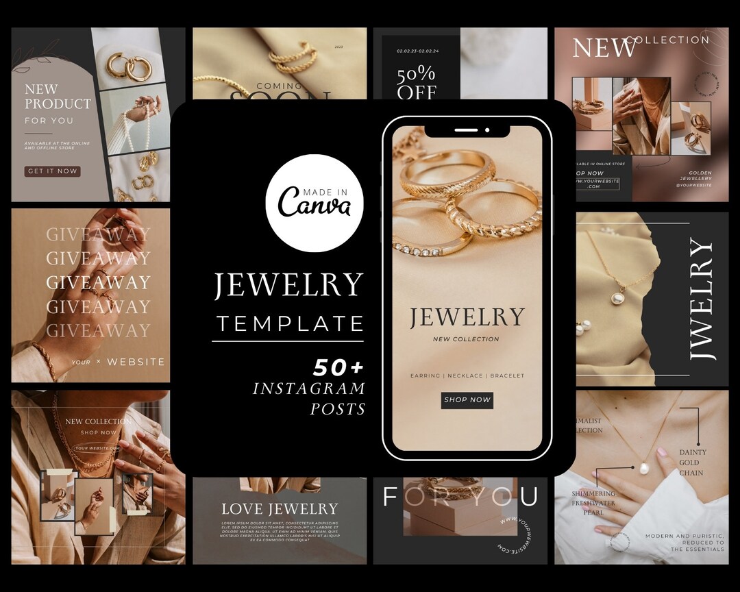 Jewelry Instagram Post Templates Canva Template - Jewelry Social Media ...