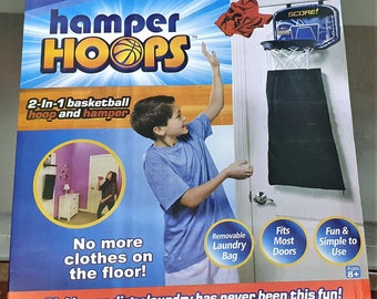 Kids Room Basketball Hoop and Hamper Laundry Clothes Hanging Door Basket Bag UK