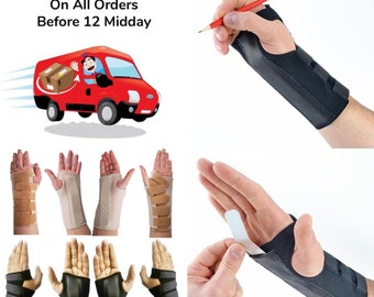 Wrist Hand Support Brace Splint Carpal Tunnel Sprain Strain Arthritis Adjustable Black Beige Left Right NHS Pain Relief Compression Straps