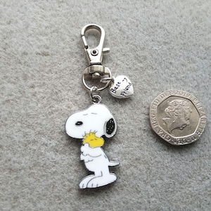 Snoopy Woodstock Keyring Enamel Bag Charm Keychain Standing Snoopy + BF