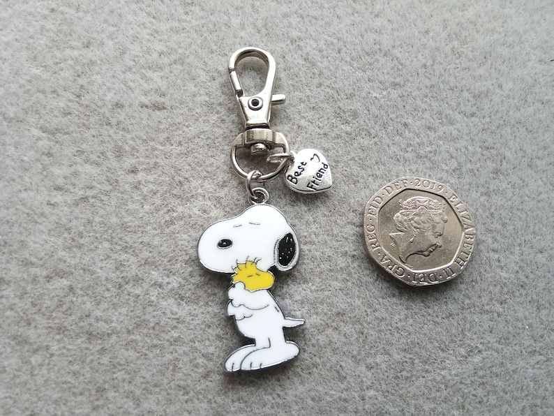 Snoopy Woodstock Keyring Enamel Bag Charm Keychain Standing Snoopy + BF