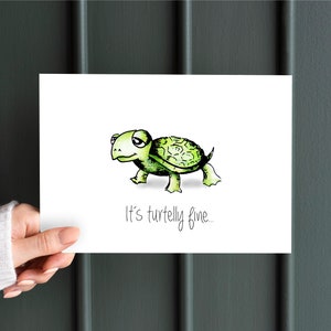 Carte postale Tortue dessinée à la main -Son turtelly fine...- dictons drôles carte postale art carte postale belle carte postale anniversaire mariage ensemble