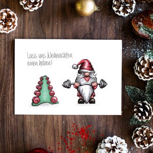 Biglietto di Natale "Natale un ascensore disegnato a mano *Cartolina di Natale Biglietto di auguri dell'Avvento con frasi divertenti, bella arte