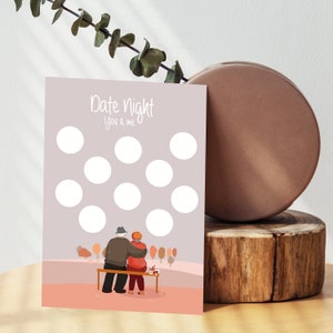 Date Night - Scratch-Card- Rubbelkarte A5 mit Umschlag 10 Date Überraschungen Beziehung Valentinstag besondere Momente Jubiläum Confetticard