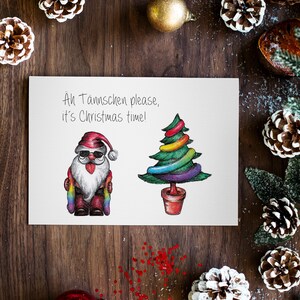 Tarjeta de Navidad sentada - dibujada a mano *Eh, pequeño abeto por favor* Tarjeta de felicitación Postal Tarjetas de confeti Tarjeta de felicitación Postal