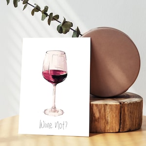 Cartolina "Il vino non" frasi divertenti cartolina cartolina artistica bellissima cartolina compleanno matrimonio set bicchiere di vino perché no ConfettiCards