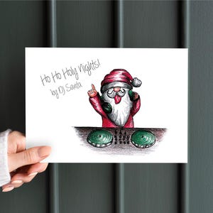 Carte de Noël DJ Santa - dessinée à la main * carte pliante avec enveloppe * carte de félicitations carte postale confetticards carte de voeux carte postale