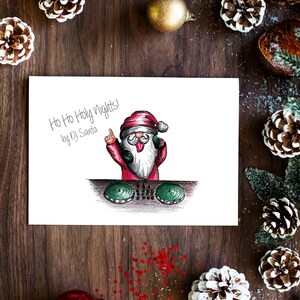 Kerstkaart "DJ Santa - handgetekend* Kerst Kerstkaart Advent wenskaart grappige spreuken prachtige kunst confettikaarten