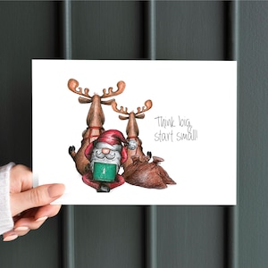 Carte de Noël Pensez grand, commencez petit - dessinée à la main *carte pliante avec enveloppe* carte de vœux carte postale confetticards carte de vœux carte postale