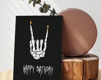 Carte postale « Joyeux anniversaire », citations humoristiques, carte postale artistique, belle carte postale d'anniversaire, musique Metalhorns, Heavy Metal, ConfettiCards