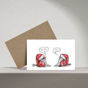 Carte de Noël Hohoho - dessinée à la main * carte pliante avec enveloppe * Carte de Noël de Noël Carte de vœux de l'Avent Proverbes drôles