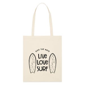 Love Surf - Statement Bag - Shopping Bag - Gift for Girlfriend - Ironic Bag - Stanley/Stella Organic Tote Bag