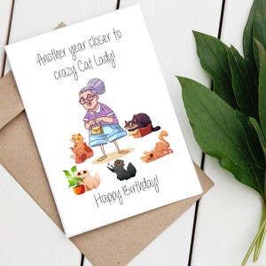 Cartolina Crazy Cat Lady - Buon compleanno detti divertenti cartolina cartolina artistica bellissima cartolina compleanno matrimonio set confetticards