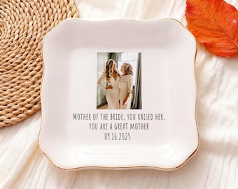 Gepersonaliseerde fotosnuisterijdienblad, moeder van de bruidegom sieradenschotel, Moederdagcadeau, verjaardagscadeau, paar cadeaus, herdenkingscadeaus voor kinderen
