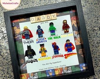 Father’s Day Superhero Gift, Dad Superhero Frame, Superhero Dad, Son Daughter, Handmade, Family Anniversary Gift, Birthday Gifts for Him