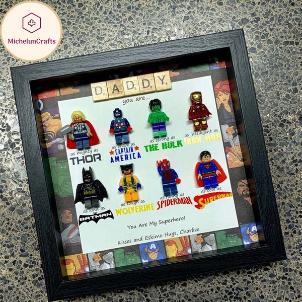 Father’s Day Superhero Gift, Dad Superhero Frame, Superhero Dad, Son Daughter, Handmade, Family Anniversary Gift, Birthday Gifts for Him