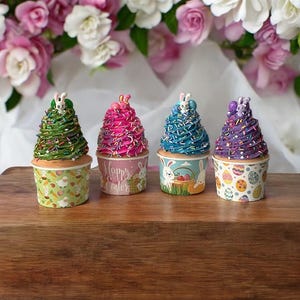 Cupcakes de Pascua falsos: decoración extravagante hecha a mano