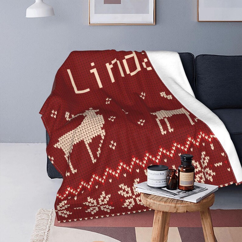 Personalized Name Blankets, Customized Christmas Pixel Blankets, Soft