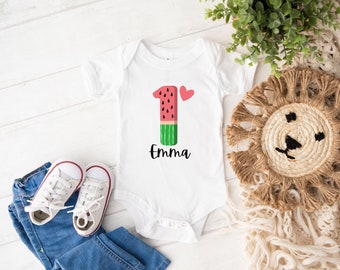 PERSONALIZED | First Birthday Bodysuit | Baby Boy | Baby Girl | Birthday Dress | Gift | First Birthday Infant Shirt | Watermelon