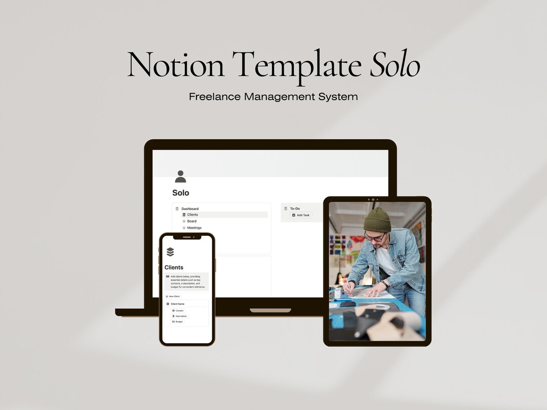 Freelance Management System Notion Minimalist Template | Solo - Etsy